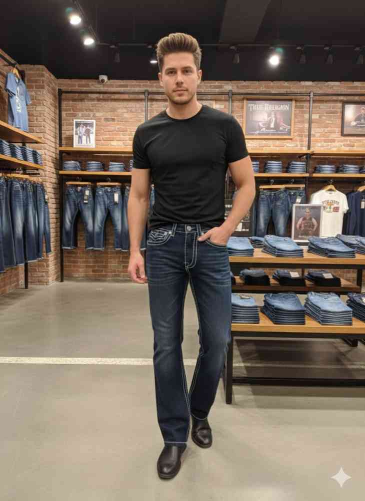 True Religion Dark Blue Premium Quality Denim Jeans-thumb-1