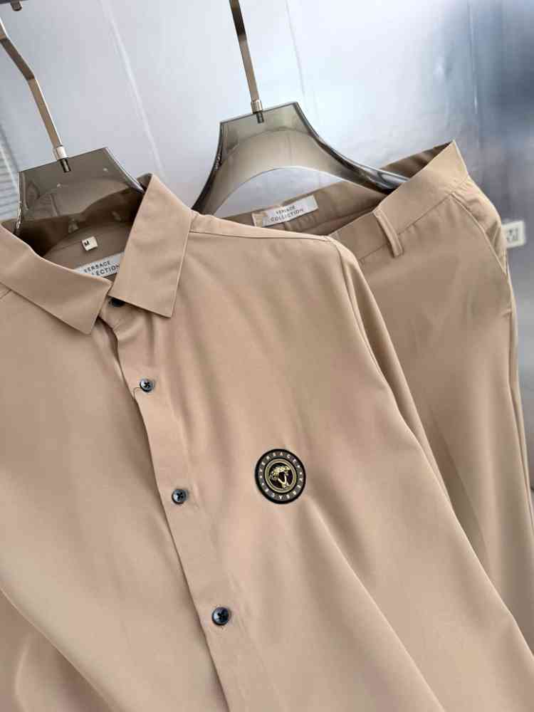 Versace Beige Premium Quality Shirt & Trouser Combo-thumb-2
