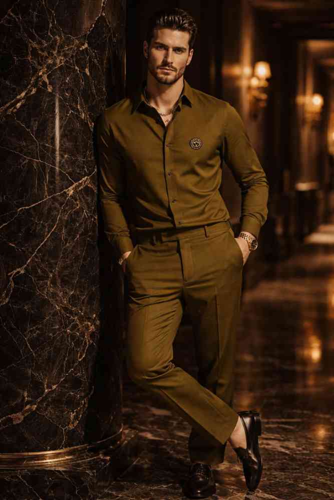 Versace Brown Premium Quality Shirt & Trouser Combo-thumb-0