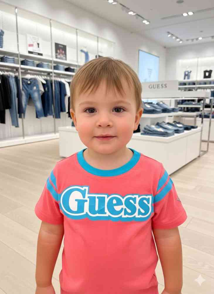 Pink Guess White Kids Premium Quality T-shirt