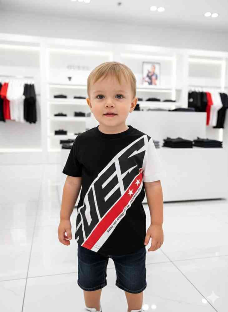 Black/White Guess White Kids Premium Quality T-shirt