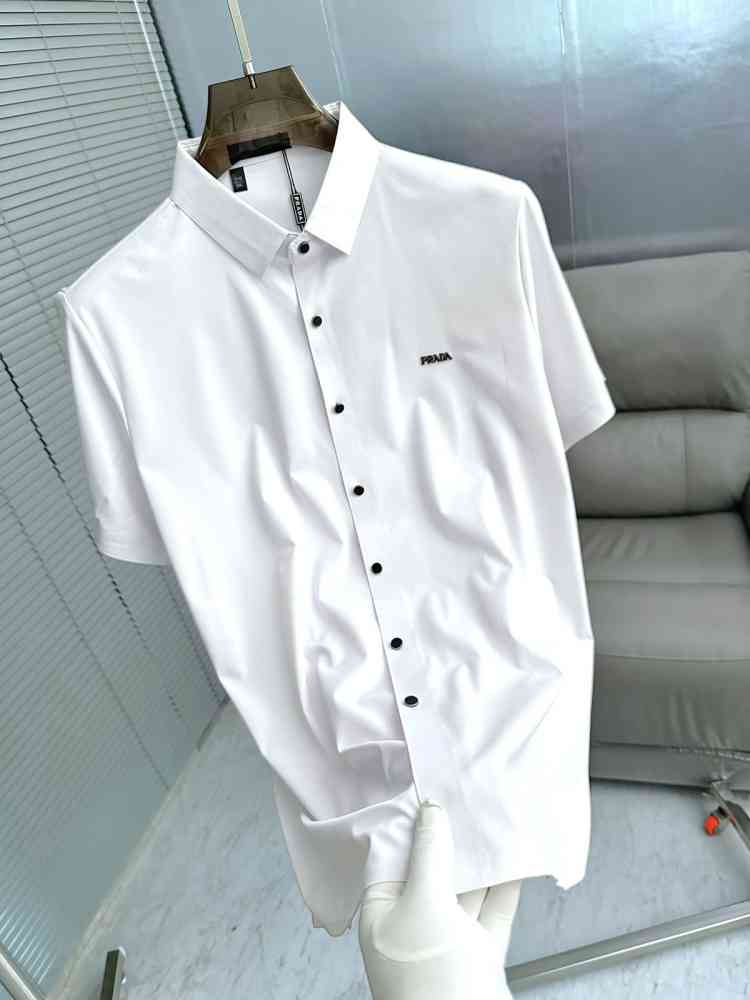 Prada White Premium Quality Short Sleeve Shirt-thumb-0