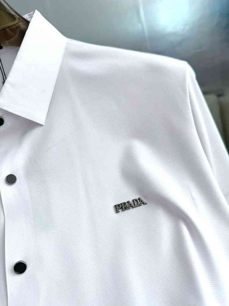 Prada White Premium Quality Short Sleeve Shirt-thumb-1
