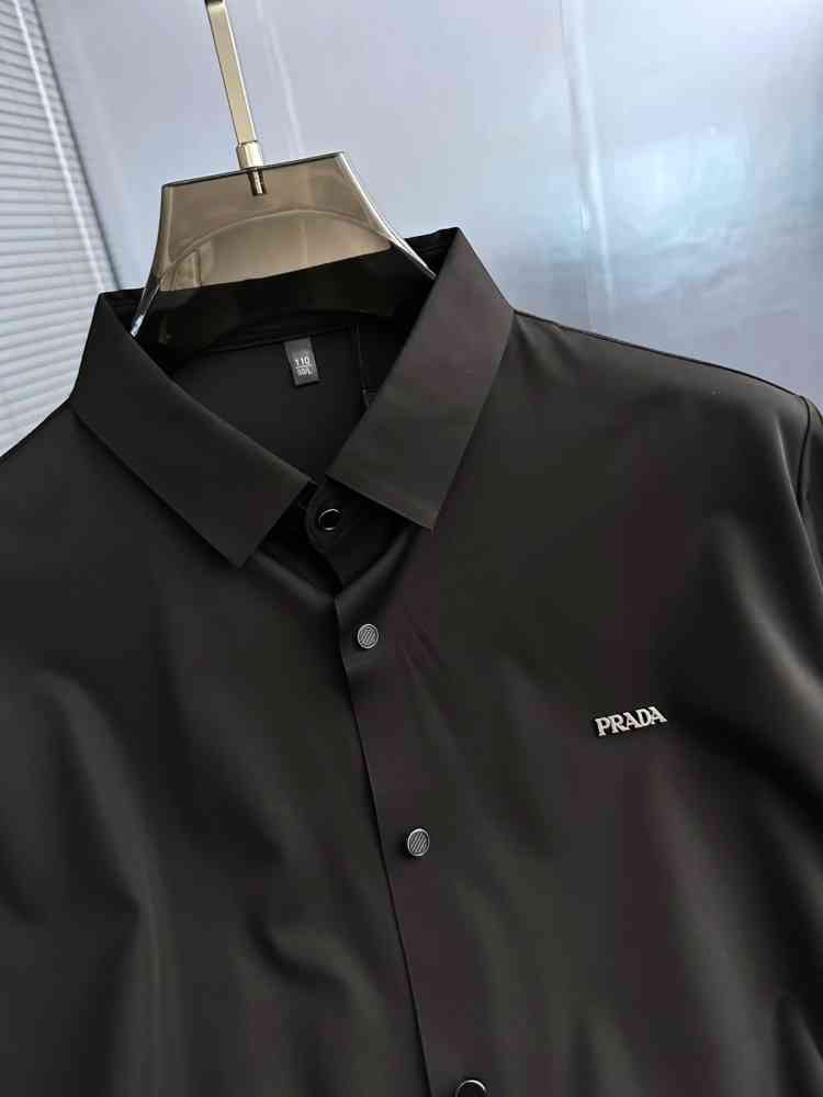 Prada Black Premium Quality Short Sleeve Shirt-thumb-1