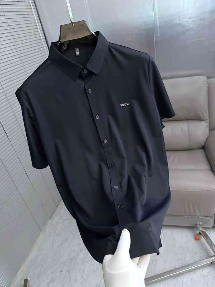 Prada Blue Premium Quality Short Sleeve Shirt-thumb-1