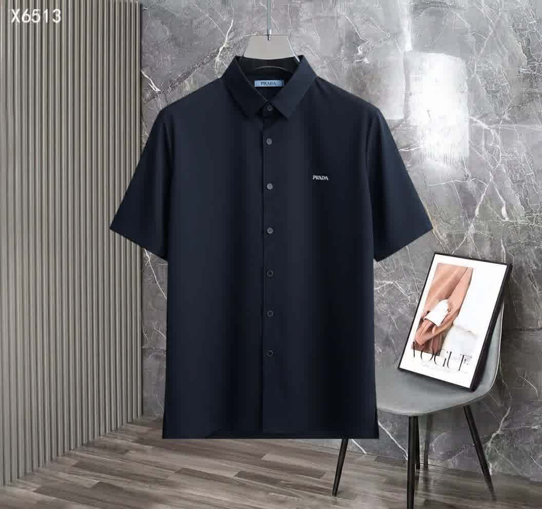 Blue Prada White Premium Quality Short Sleeve Shirt