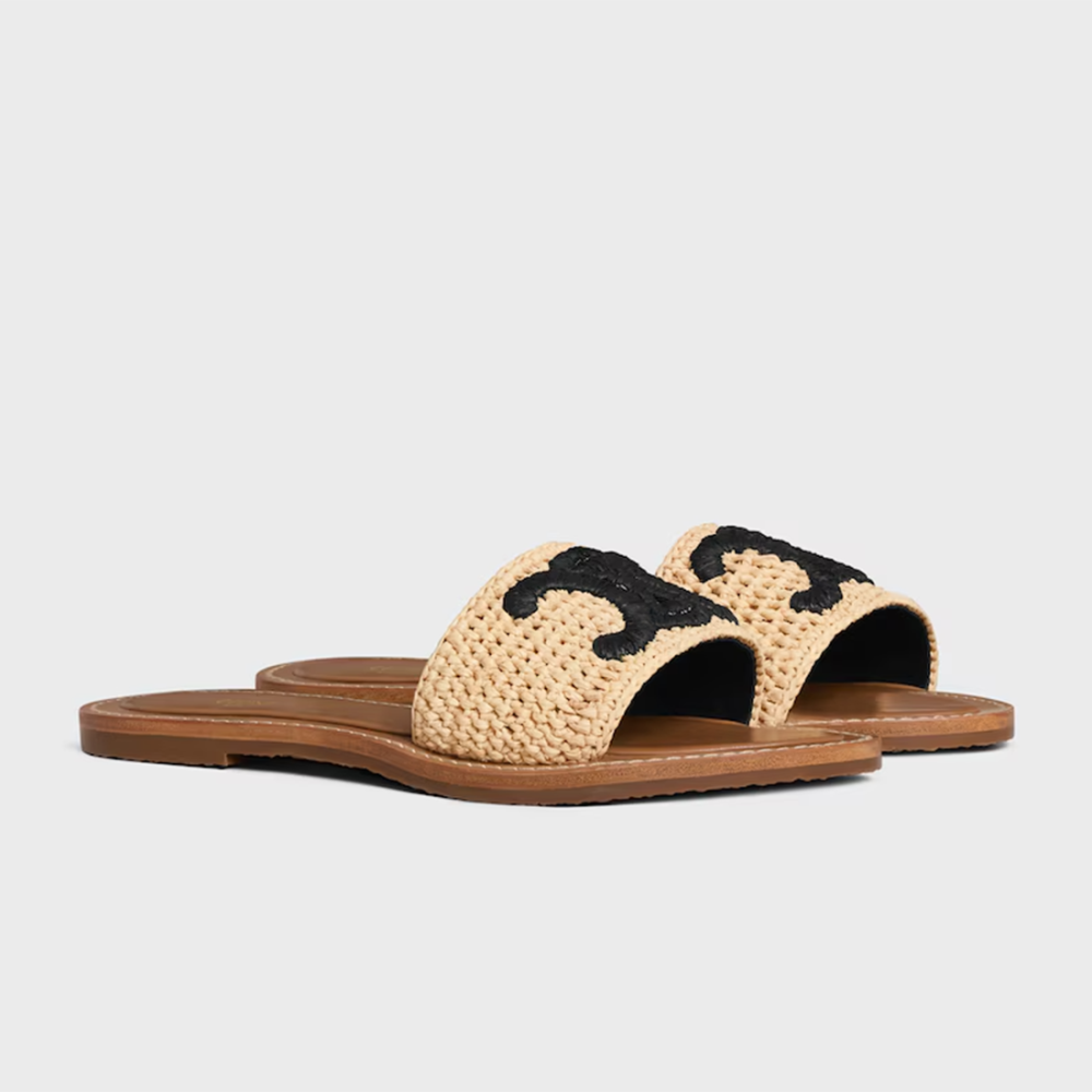 Celine Lympia Black Logo Premium Quality Flat Sandal-thumb-1