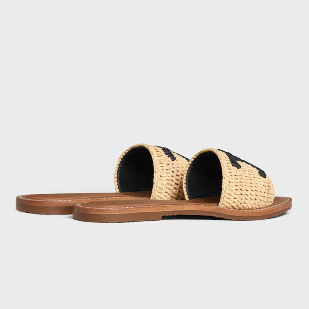 Celine Lympia Black Logo Premium Quality Flat Sandal-thumb-2