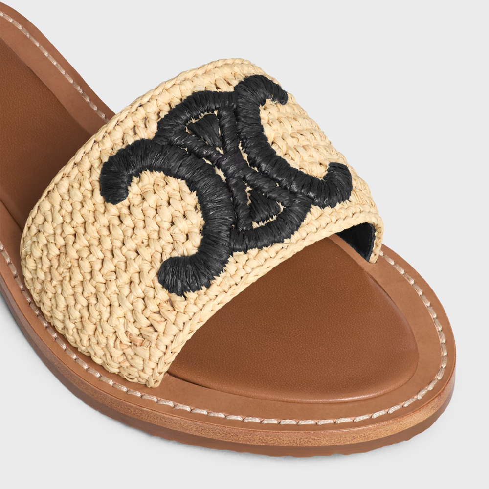 Celine Lympia Black Logo Premium Quality Flat Sandal-thumb-3