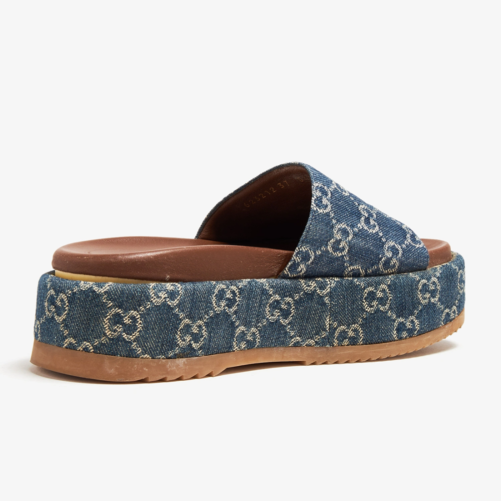 Gucci Angelina Blue Platform Slide Sandals-thumb-1