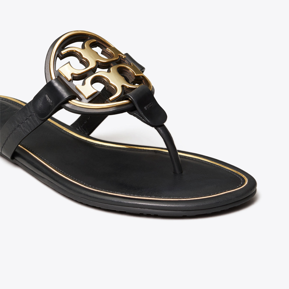 Tory Burch Metal Miller Black Premium Quality Flat Sandal-thumb-2