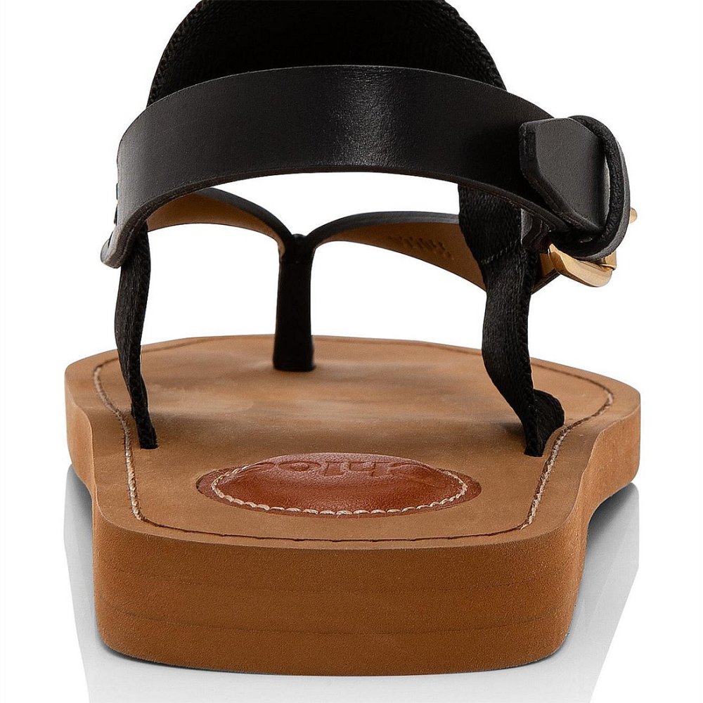 Chloe Black Woody Canvas & Rubber Flat Sandal-3