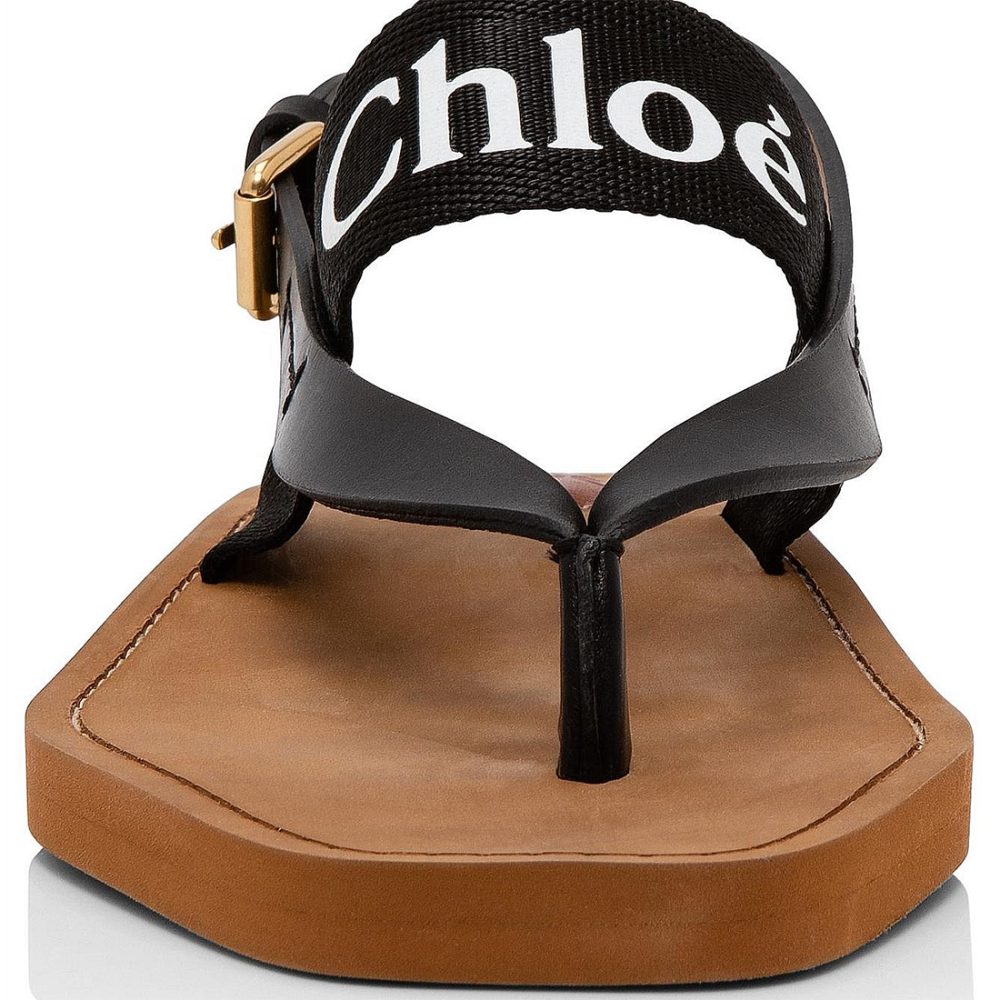 Chloe Black Woody Canvas & Rubber Flat Sandal-2