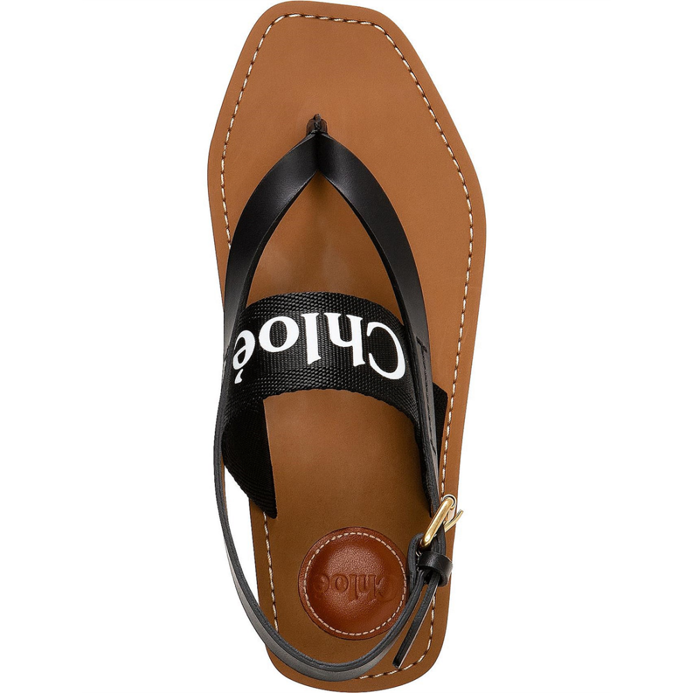 Chloe Black Woody Canvas & Rubber Flat Sandal-4