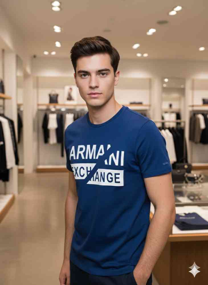 Armani Exchange Blue Premium Quality T-shirt-thumb-1
