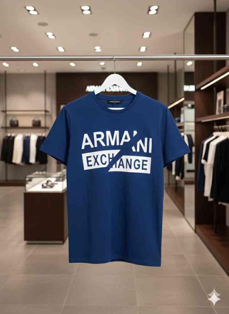 Armani Exchange Blue Premium Quality T-shirt-thumb-3