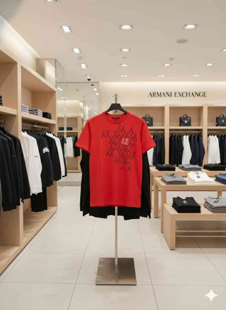 Armani Exchange Red Premium Quality T-shirt-thumb-2