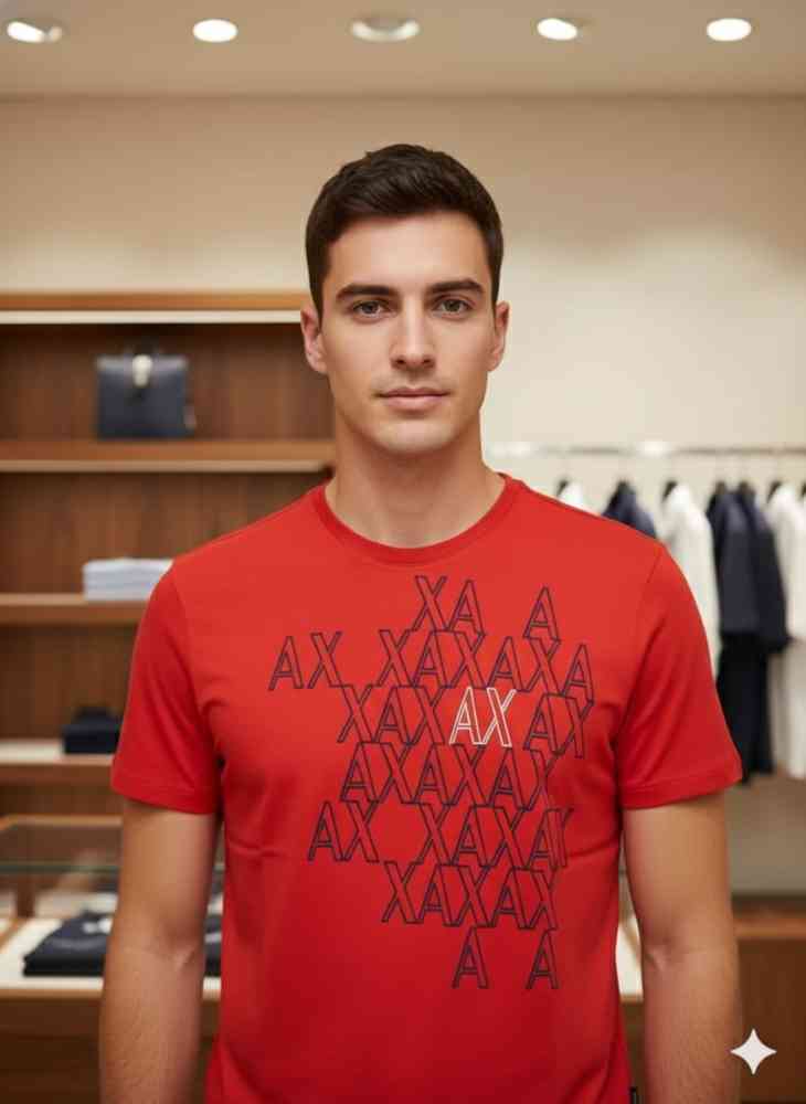 Armani Exchange Red Premium Quality T-shirt-thumb-0