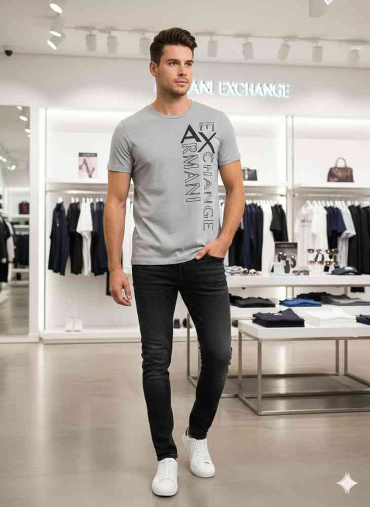 Armani Exchange White Premium Quality T-shirt-thumb-1