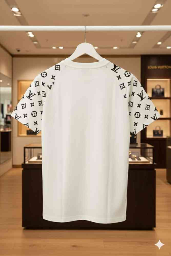 Louis Vuitton White Embroidery Logo Premium T-shirt-thumb-2