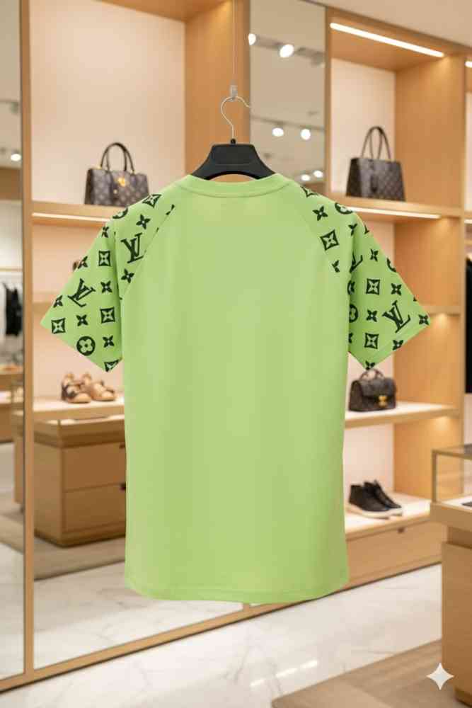 Louis Vuitton Green Embroidery Logo Premium T-shirt-thumb-2