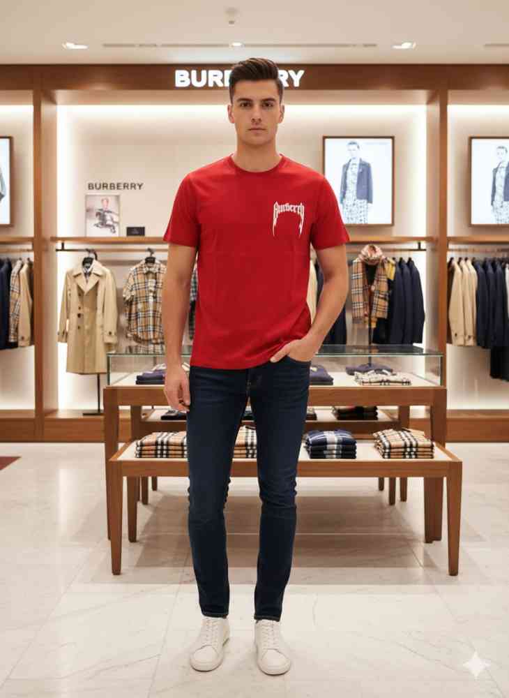 Burberry Red Premium Exclusive Polo T-shirt-thumb-1
