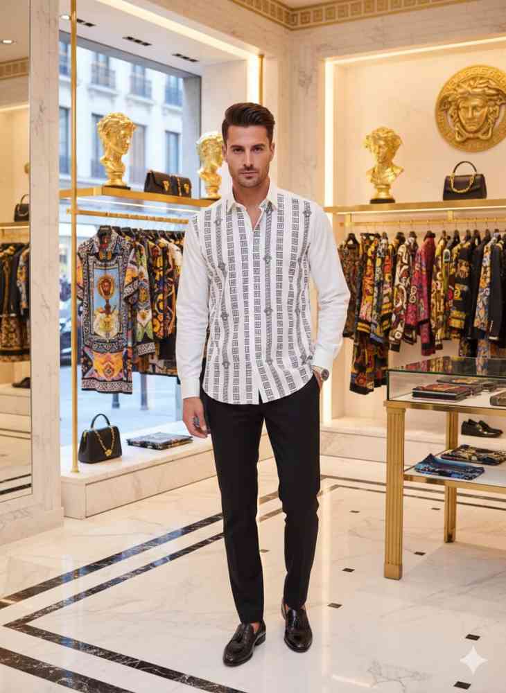 Versace White Premium Quality Cotton Shirt-thumb-2
