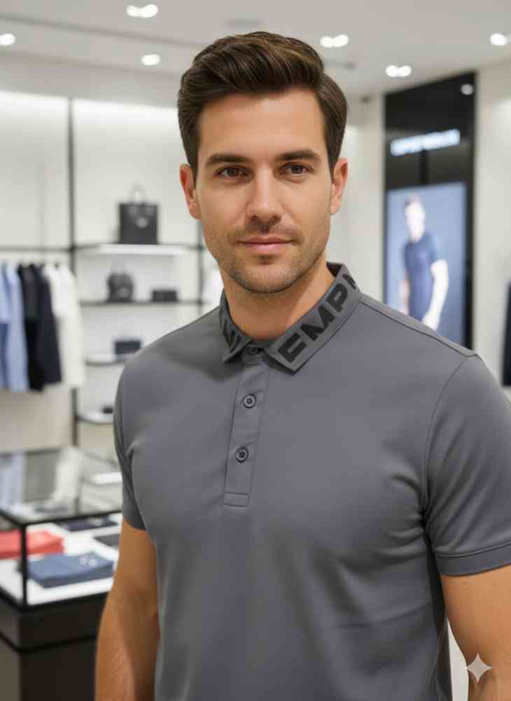 Emporio Armani Grey Premium Collar T-shirt-thumb-1