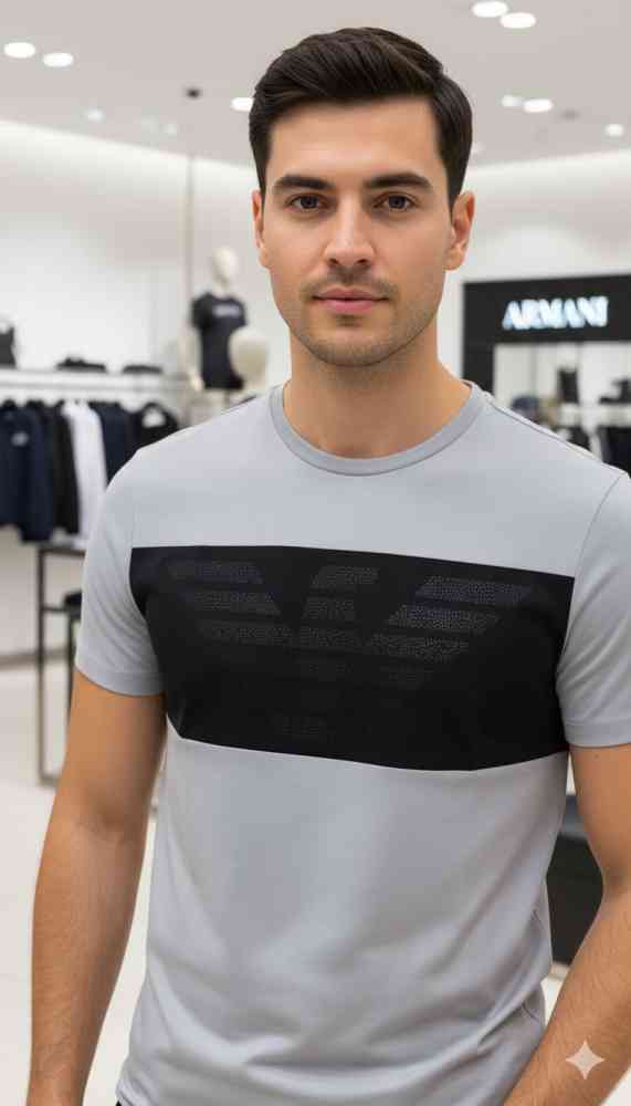 Armani Exchange Grey Premium Quality T-shirt-thumb-3