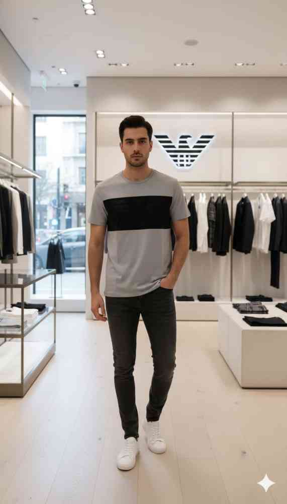 Armani Exchange Grey Premium Quality T-shirt-thumb-0