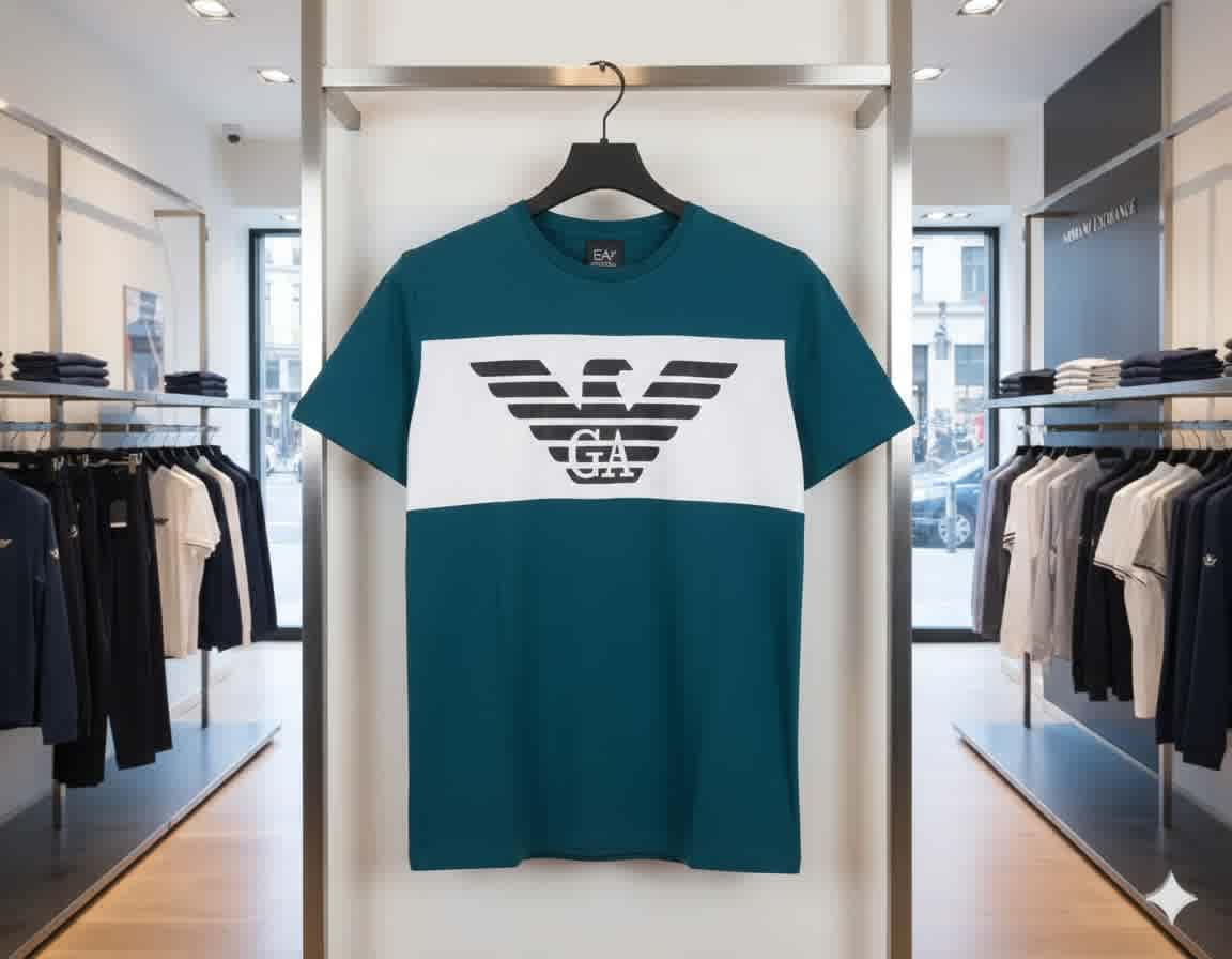 Giorgio Armani Blue Premium Quality T-shirt-thumb-2