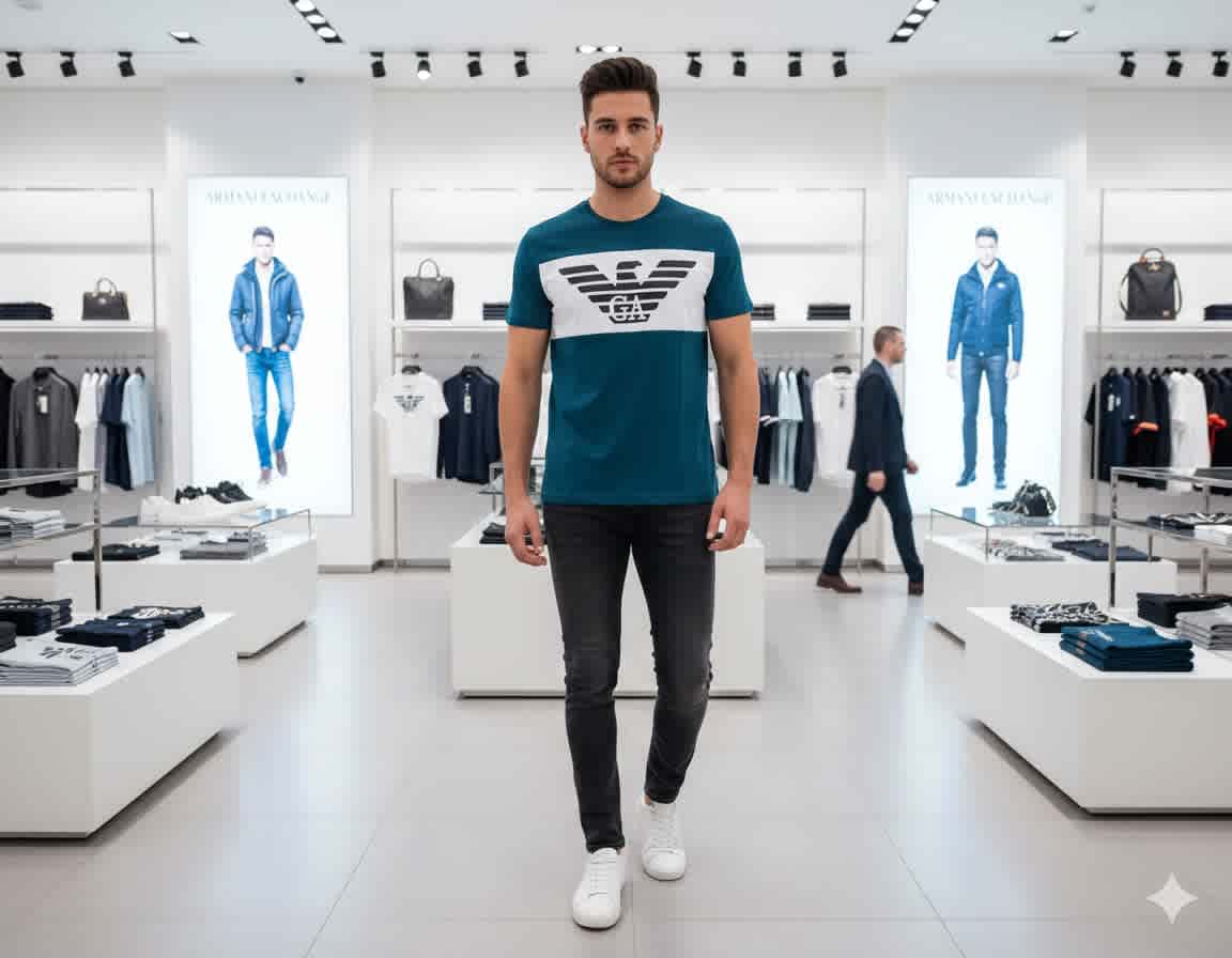 Giorgio Armani Blue Premium Quality T-shirt-thumb-1