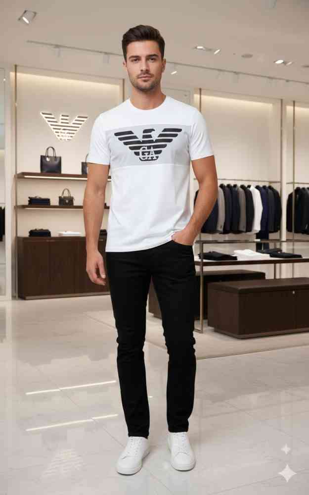 Giorgio Armani White Premium Quality T-shirt-thumb-1