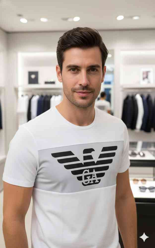 Giorgio Armani White Premium Quality T-shirt-thumb-0