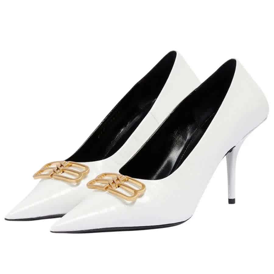 Balenciaga BB White Mid High Heel Sandals-thumb-0