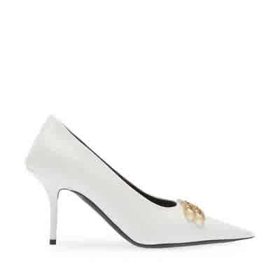 Balenciaga BB White Mid High Heel Sandals-thumb-4