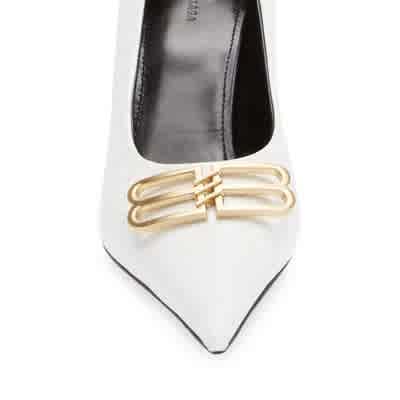 Balenciaga BB White Mid High Heel Sandals-thumb-1