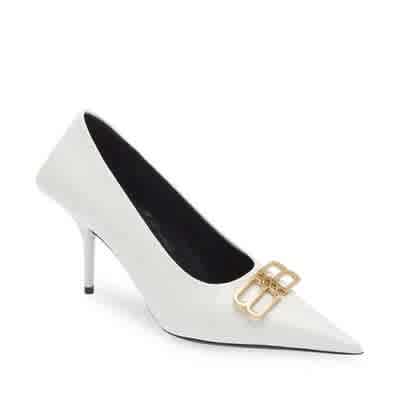 Balenciaga BB White Mid High Heel Sandals-thumb-3