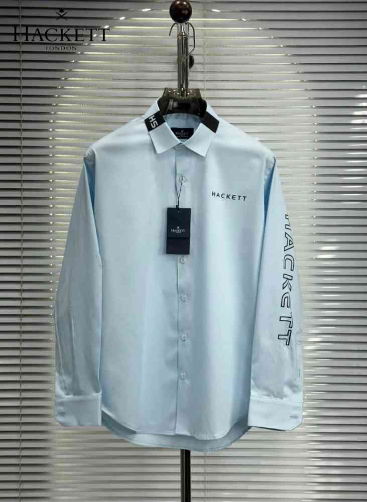 Sky Blue Hackett White Premium Quality Shirt
