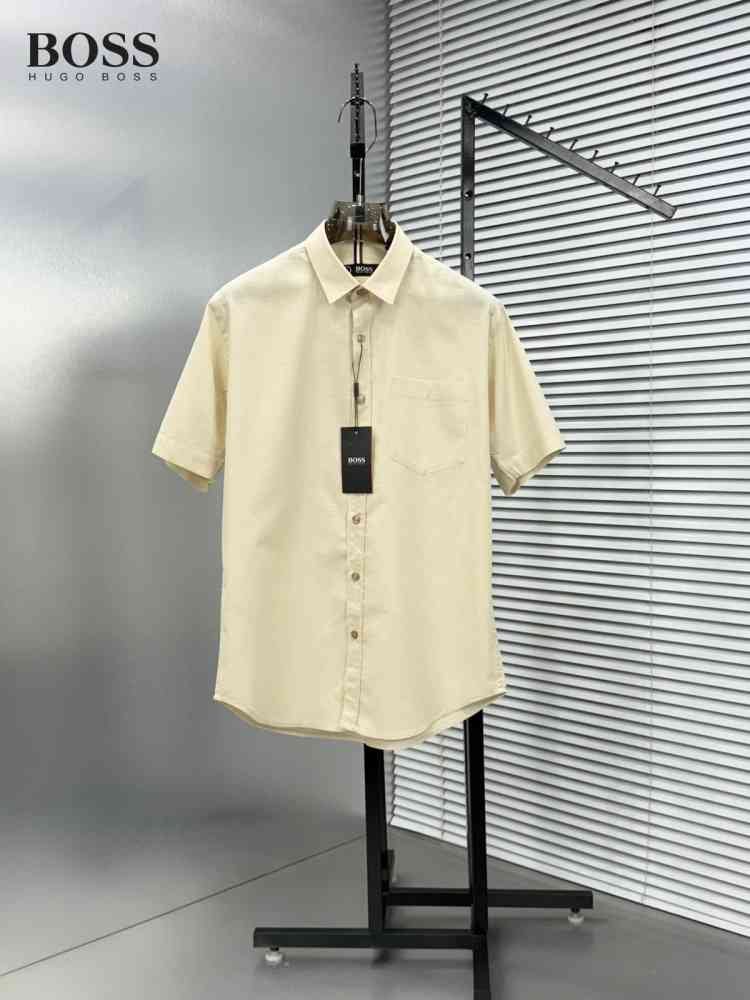 Hugo Boss Beige Premium Quality Short Sleeve Shirt-thumb-0