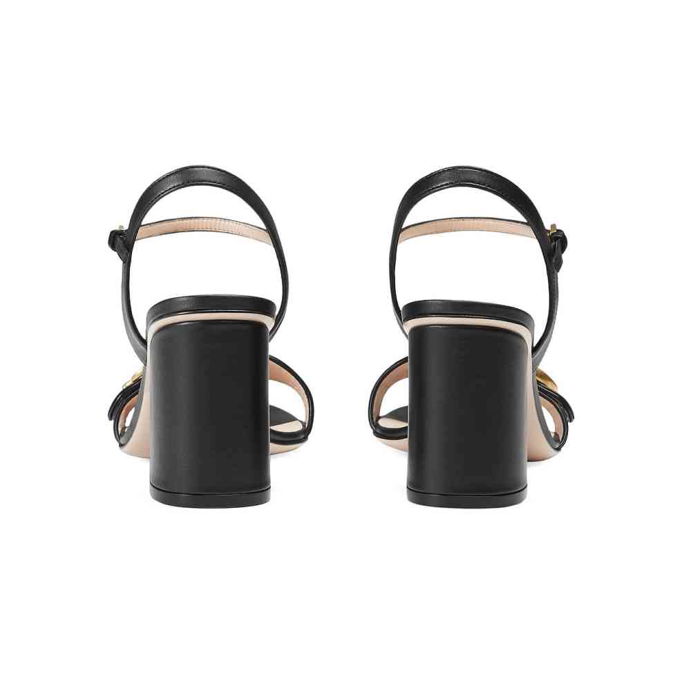 Gucci Marmont Black Mid High Heel Sandals-thumb-2