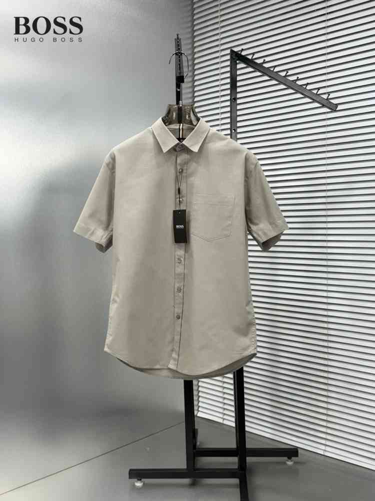 Hugo Boss Grey Premium Quality Short Sleeve Shirt-thumb-0
