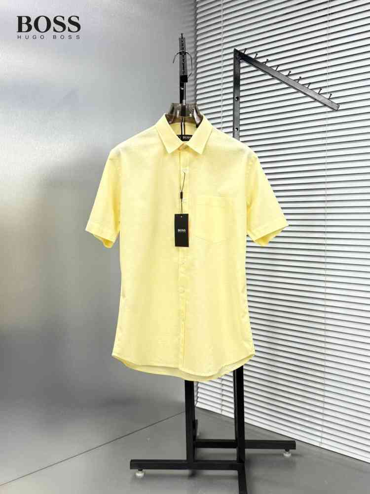 Hugo Boss Yellow Premium Quality Short Sleeve Shirt-thumb-0
