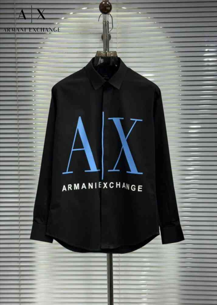 Armani Exchange Black Premium Quality Cotton Shirt-thumb-0