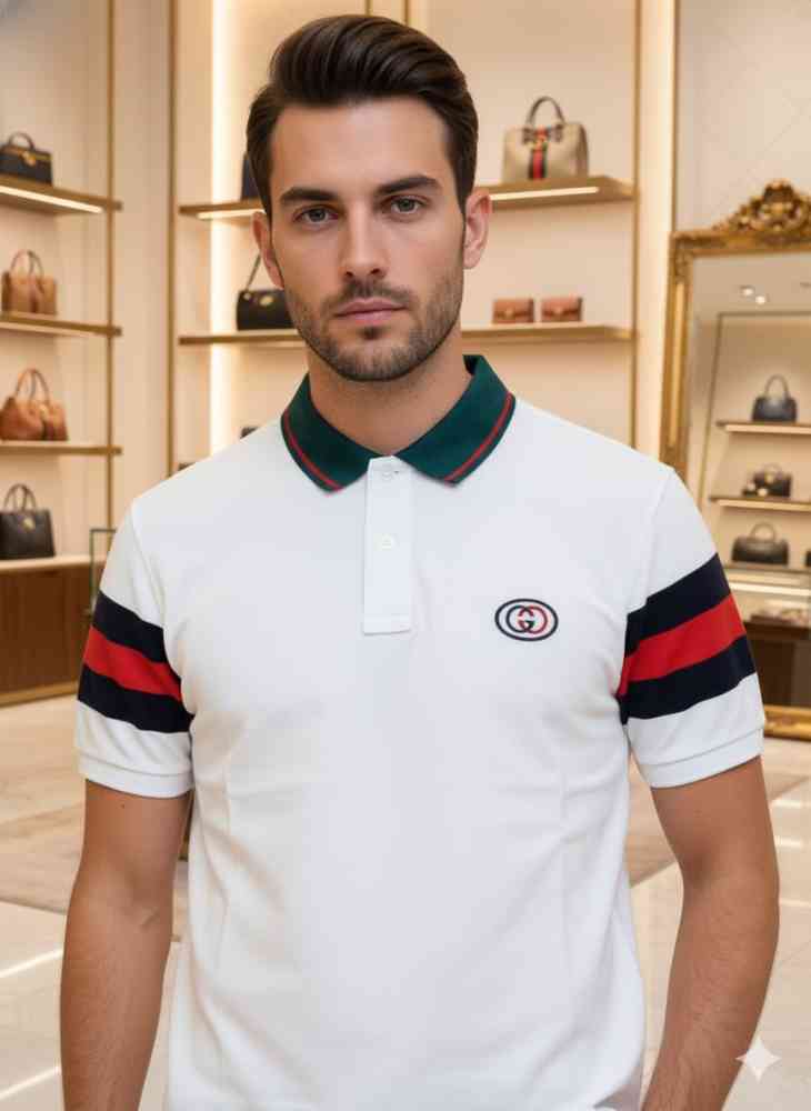 Gucci White Premium Quality Polo T-shirt-thumb-1