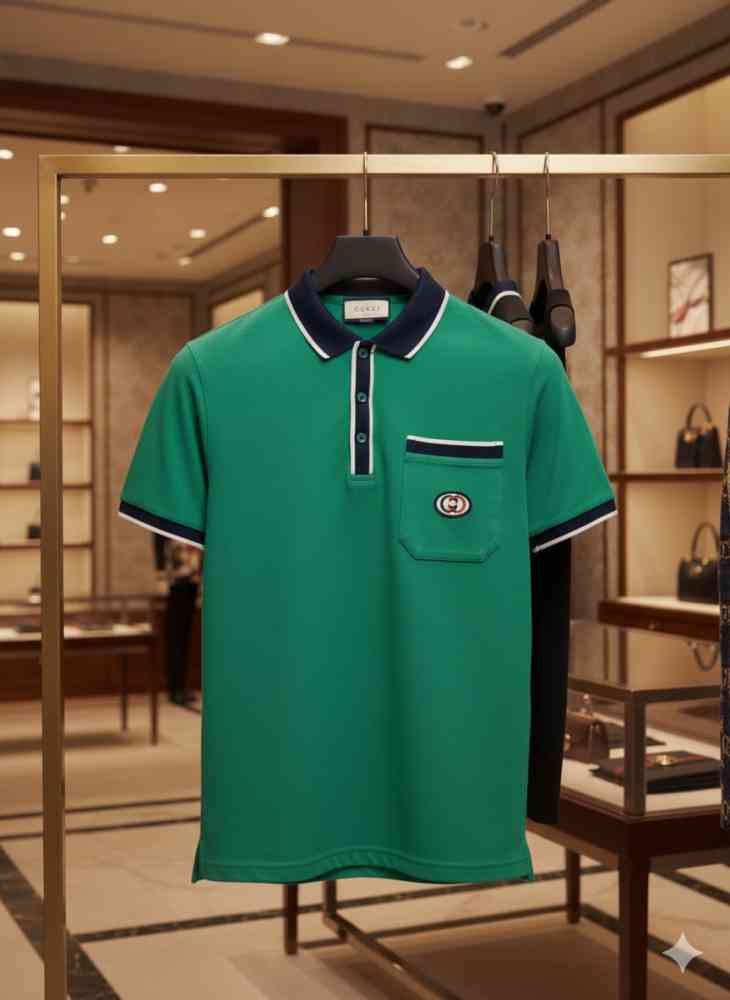 Gucci Green Premium Quality Polo T-shirt-thumb-3