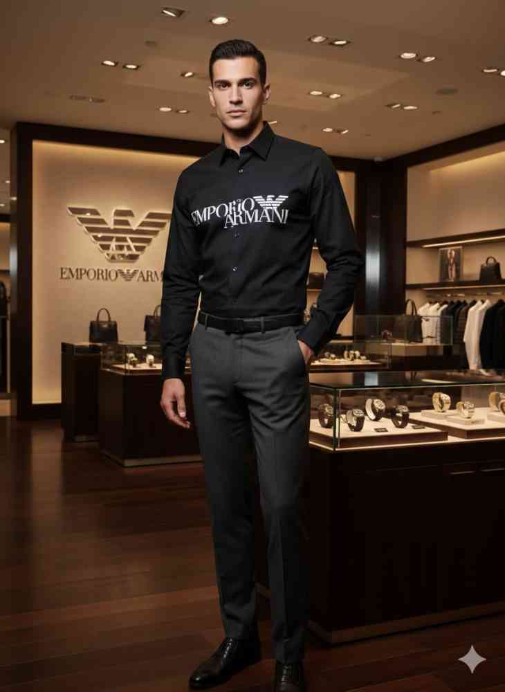Emporio Armani Black Premium Quality Shirt-thumb-0