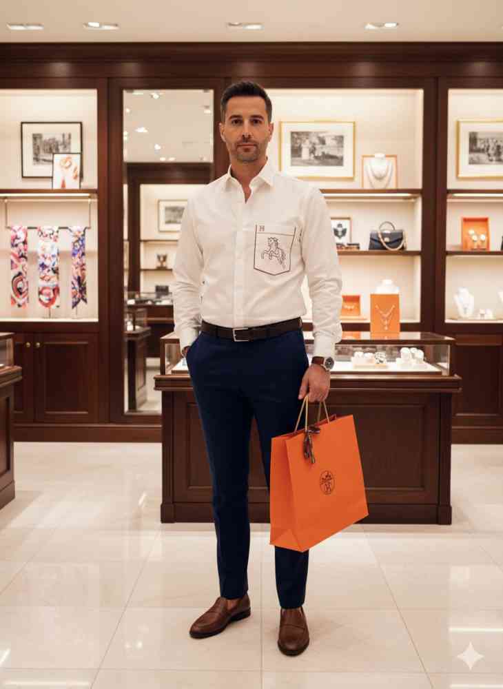 Hermès Horse Logo Embroidery White Premium Shirt-thumb-1