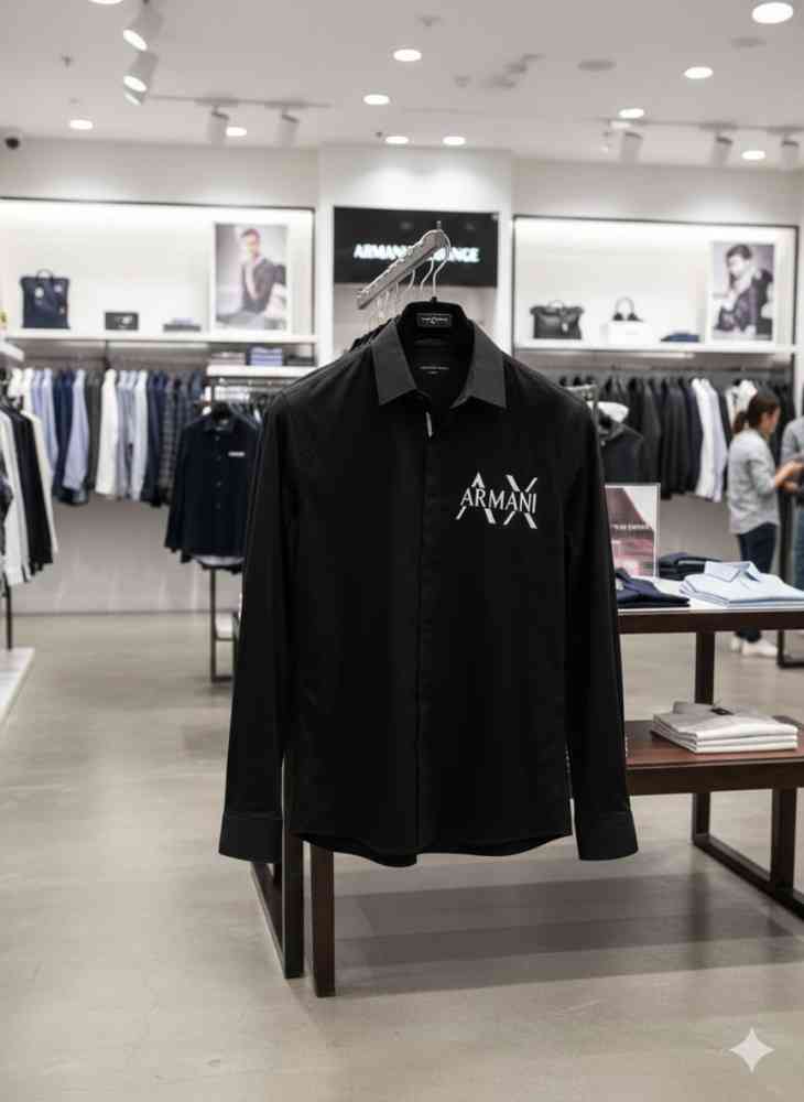 Armani Exchange Black Premium Quality Cotton Shirt-thumb-2