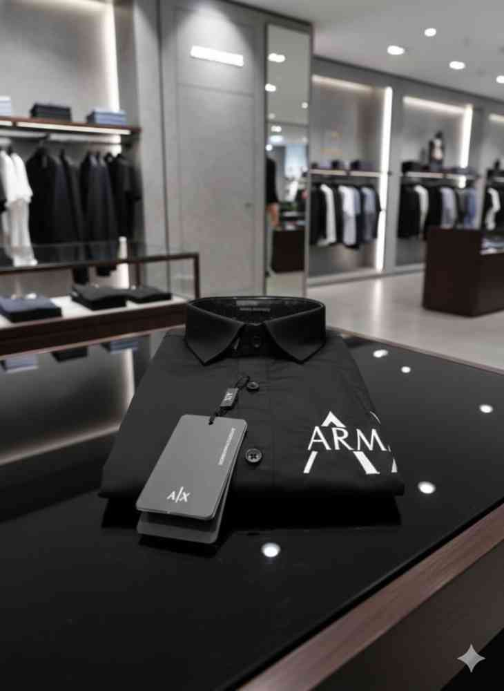 Armani Exchange Black Premium Quality Cotton Shirt-thumb-3